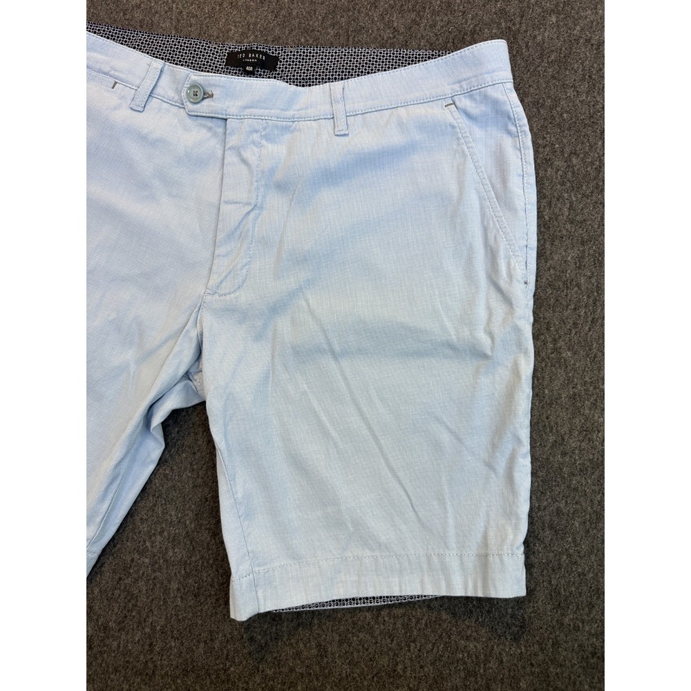 Ted Baker London Tailored Slim Fit Light Blue Micro-Check Shorts Men's Size 40 R - Picture 4 of 16
